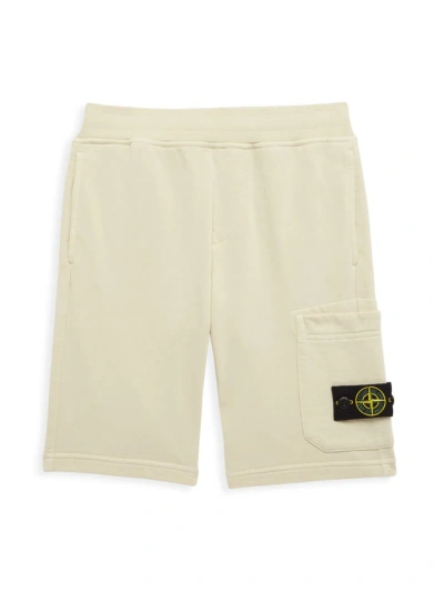 Stone Island Kids' Compass-badge Jersey Shorts In Brown