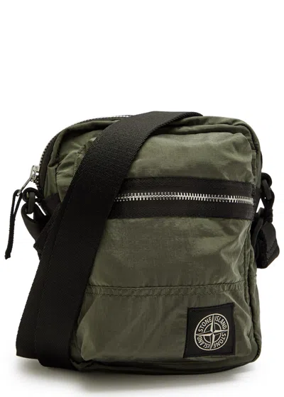 Stone Island Logo-appliquéd Cross-body Bag In Green