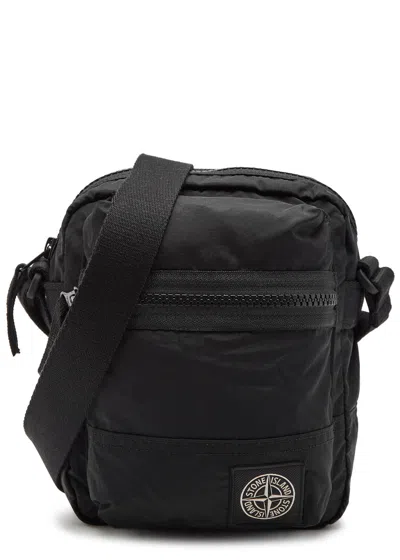 Stone Island Logo-appliquéd Nylon Pouch Bag In Black