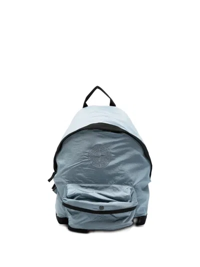 Stone Island Kids' Logo Backpack In Blue