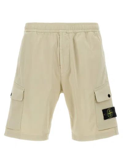 Stone Island Logo Badge Bermuda Shorts Bermuda And Short Beige