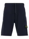 Stone Island Blue Shorts With Elastic Drawstring Waist And Logo Patch On The Front In Cotton Man