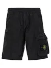 Stone Island Stretch Cotton Gabardine Cargo Shorts In Black