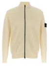 Stone Island Logo Badge Cardigan Sweaters And Cardigans White In Nude