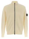 Stone Island Logo Badge Cardigan Sweaters And Cardigans White In White