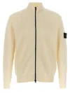 Stone Island Logo Badge Cardigan Sweaters And Cardigans White In White