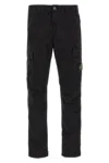 Stone Island Compass-motif Cotton Tapered Trousers In Black