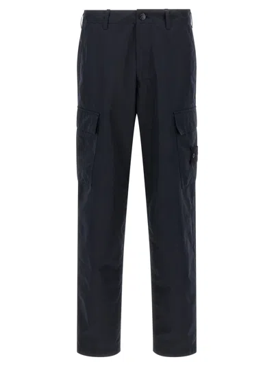 Stone Island Logo Badge Cargo Pants In Blue