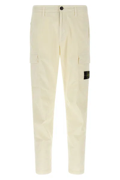 Stone Island Cargo Pants With Logo Badge And Pockets In Neutral