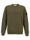 Stone Island Crew Neck Sweater Ribbed Cuffs In Green