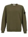 Stone Island Crew Neck Sweater Ribbed Cuffs In Green