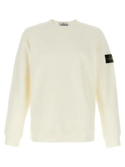 Stone Island Ivory Ribbed Knit Sweater With Crew Neckline In Multi