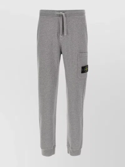 Stone Island Logo Badge Drawstring Waist Joggers In Gray