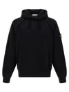 Stone Island Relaxed Fit Black Hoodie With Distinctive Patch Logo In Black