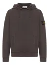 Stone Island Lead Grey Brushed Organic Cotton Hoodie In Brown