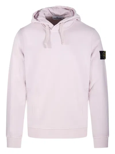 Stone Island Logo-badge Hoodie In Pink