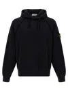 Stone Island Brushed Organic Cotton Fleece Oversized Fit Hoodie Clothing In Black