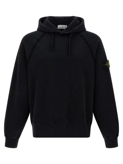 Stone Island Logo Badge Hoodie Sweatshirt Black