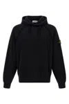 Stone Island Brushed Organic Cotton Fleece Oversized Fit Hoodie Clothing In Black