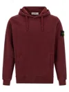 Stone Island Hoodie With Kangaroo Pocket In Burgundy