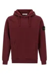 Stone Island Hoodie With Logo Badge And Pockets In Burgundy