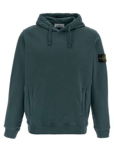 Stone Island Logo Badge Hoodie In Green