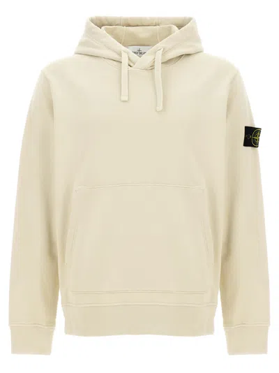 Stone Island Logo Badge Hoodie Sweatshirt White In Neutral