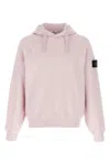 Stone Island Oversized Fleece Hoodie With Logo Badge And Drawstring Hood In Pink