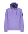 Stone Island Hoodie With Logo Badge And Kangaroo Pocket In Purple