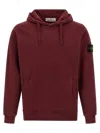 Stone Island Maroon Logo Badge Hoodie In Red