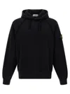 Stone Island Brushed Organic Cotton Fleece Oversized Fit Hoodie Clothing In Black