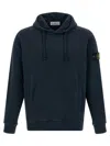 Stone Island Brushed Organic Cotton Fleece Hoodie Clothing In Blue