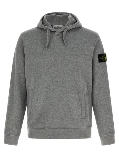 Stone Island Logo Badge Hoodie Sweatshirt Gray