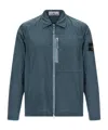 Stone Island Overshirt With Logo Badge And Chest Pocket In Blue
