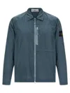 Stone Island Overshirt With Logo Badge And Chest Pocket In Blue