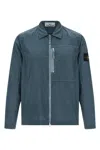 Stone Island Overshirt With Logo Badge And Chest Pocket In Blue