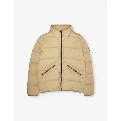Stone Island Kids' Logo-badge Padded Shell Parka Jacket In Nude