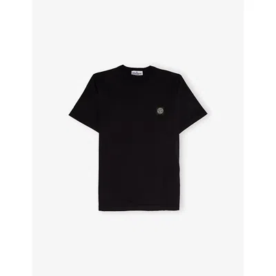 Stone Island Kids' Black Logo-badge Short-sleeve Cotton-jersey T-shirt