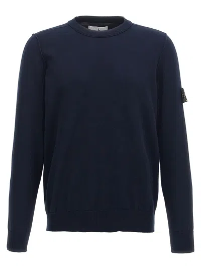 Stone Island Logo Badge Sweater In Blue