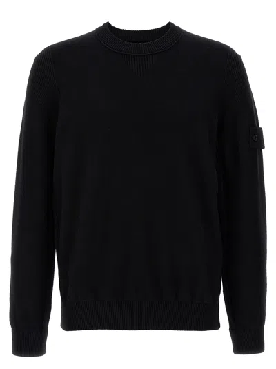 Stone Island Logo Badge Sweater In Black