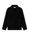 Stone Island Lightweight Wool Crew Neck Sweater With Raglan Sleeves Clothing In Black