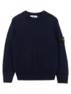 Stone Island Logo Badge Sweater In Blue