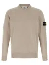 Stone Island Logo Badge Sweater Sweaters And Cardigans Beige In Gray