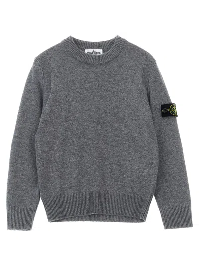 Stone Island Kids' Logo Badge Sweater In Gray