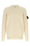 Stone Island Ivory Ribbed Knit Sweater With Crew Neckline In Neutral