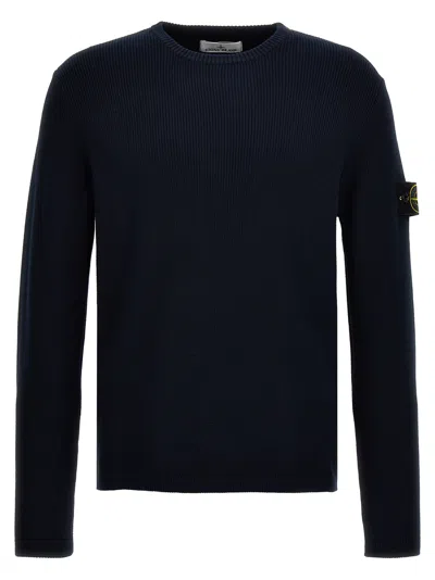 Stone Island Logo Badge Sweater Sweater, Cardigans Blue In Black