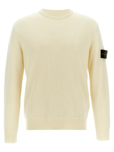 Stone Island Logo Badge Sweater Sweaters And Cardigans In White