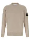 Stone Island Logo Badge Sweater Sweaters And Cardigans Beige In Gold