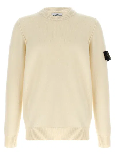 Stone Island Logo Badge Sweater Sweaters And Cardigans White In Neutral