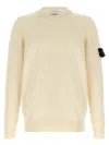 Stone Island Ivory Ribbed Knit Sweater With Crew Neckline In White
